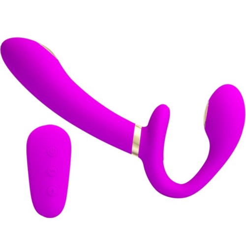 Thunderbird Vibrador Doble Strap-on Control Remoto Morado - Placer Emocionante