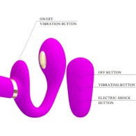 Thunderbird Vibrador Doble Strap-on Control Remoto Morado - Placer Emocionante