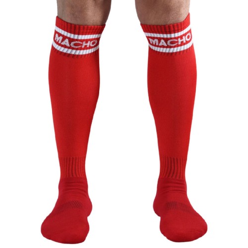 Macho Long Socks Football Style Red