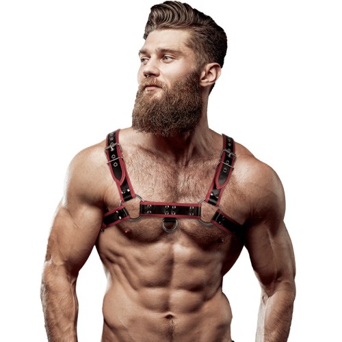 Arnés Ecopiel Pecho Hombre Negro/Rojo