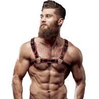 Arnés Ecopiel Pecho Hombre Negro/Rojo
