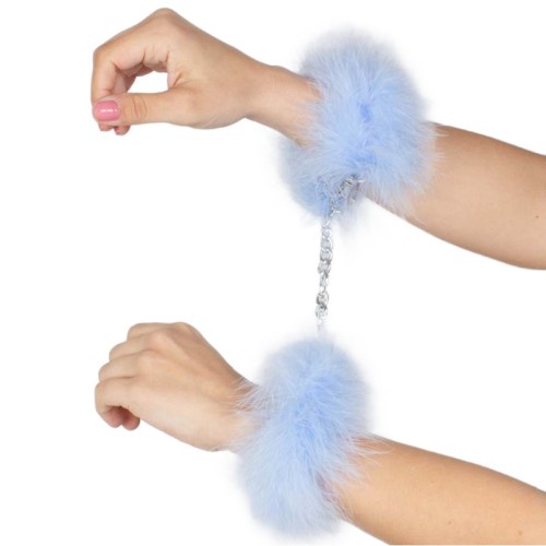 Blue Marabou Handcuffs for Exciting Fantasies