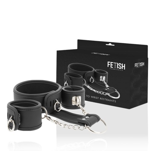 Fetish Submissive Vegan Leather Collar and Cuffs Set | BDSM Gear