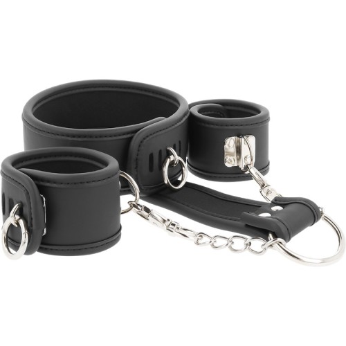 Fetish Submissive Vegan Leather Collar and Cuffs Set | BDSM Gear