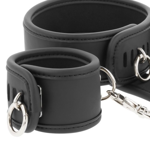 Fetish Submissive Vegan Leather Collar and Cuffs Set | BDSM Gear
