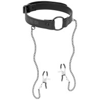 Fetish Submissive Gag Ring and Nipple Clamps for BDSM Fun