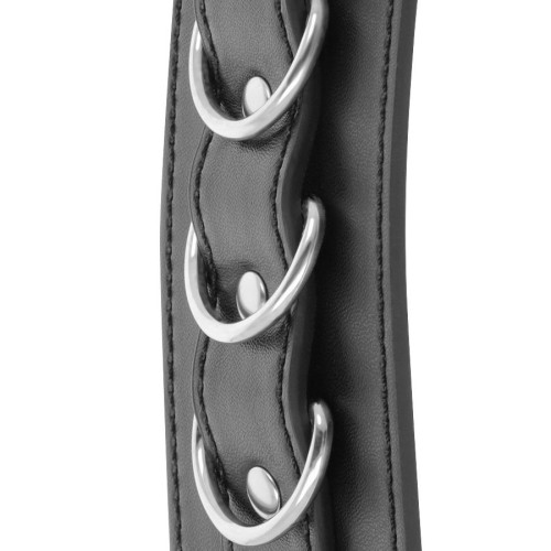 Darkness Adjustable Black Leather Ankle Cuffs - BDSM Gear