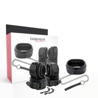 Black Leather Collar and Cuffs Set for Intense Play