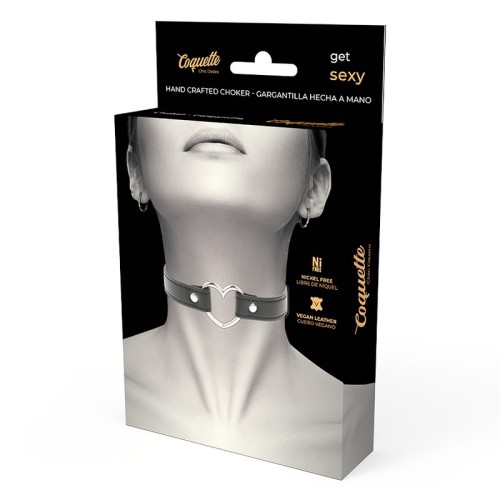 Collar de Corazón de Cuero Vegano Chic Desire - Accesorio Elegante