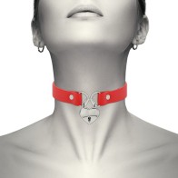 Coquette Chic Vegan Leather Collar Red Heart Key