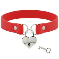 Coquette Chic Vegan Leather Collar Red Heart Key