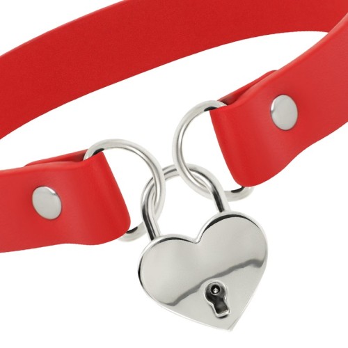 Coquette Chic Vegan Leather Collar Red Heart Key