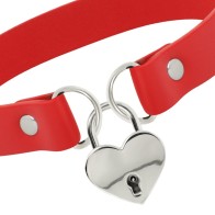 Coquette Chic Vegan Leather Collar Red Heart Key