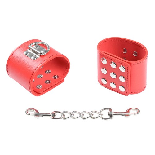 Red Pressure Closure Handcuffs for BDSM Play