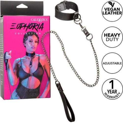 Euphoria Collar with Chain Leash - Elegant BDSM Accessory