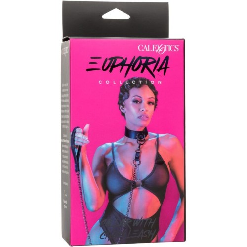 Euphoria Collar with Chain Leash - Elegant BDSM Accessory