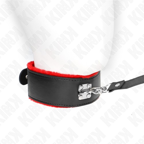 Kink Adjustable Red Leather Collar with Leash