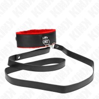 Kink Adjustable Red Leather Collar with Leash