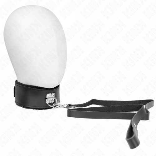 Kink Black Leather Adjustable Collar with Leash