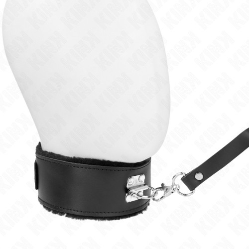 Kink Black Leather Adjustable Collar with Leash