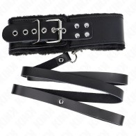 Kink Black Leather Adjustable Collar with Leash