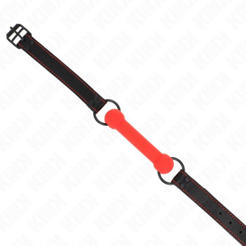 Kink Bone Shaped Gag with Adjustable Strap Red