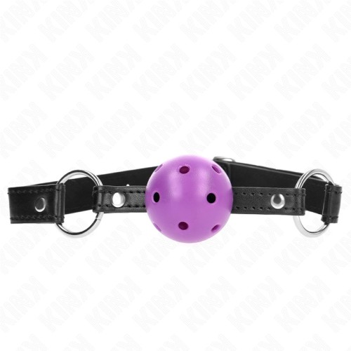 Kink Purple Ball Gag with Hollow Center for BDSM Play
