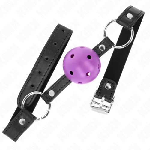 Kink Purple Ball Gag with Hollow Center for BDSM Play