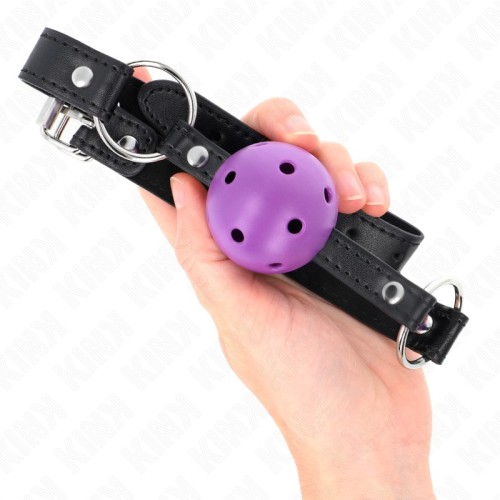 Kink Purple Ball Gag with Hollow Center for BDSM Play