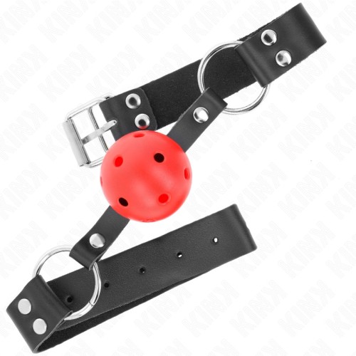 Breathable Red Kink Ball Gag with Double Rivet