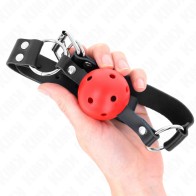 Breathable Red Kink Ball Gag with Double Rivet