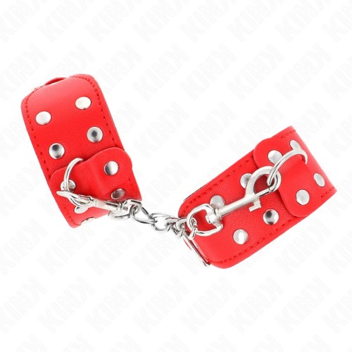 Kink Adjustable Double Studded Wrist Bands Red