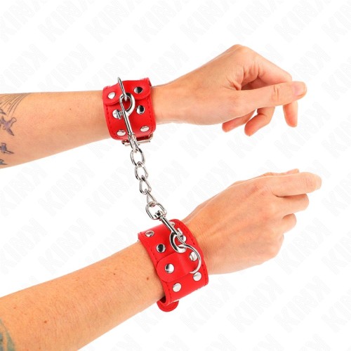 Kink Adjustable Double Studded Wrist Bands Red