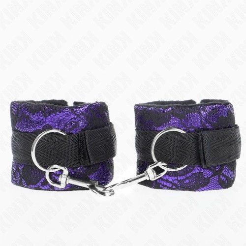 Kink Short Lace Velvet Wrist Cuffs Violet/Black