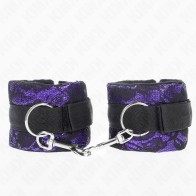 Kink Short Lace Velvet Wrist Cuffs Violet/Black