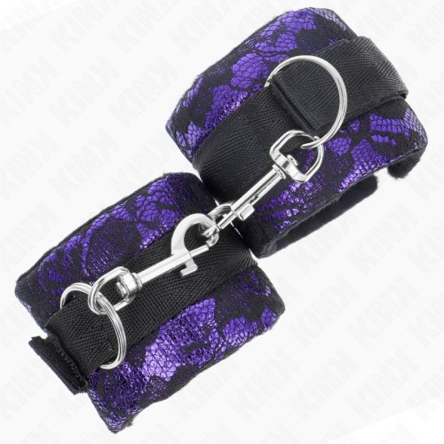 Kink Short Lace Velvet Wrist Cuffs Violet/Black