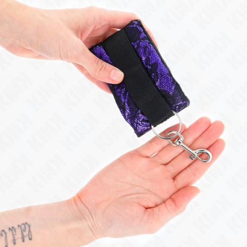 Kink Short Lace Velvet Wrist Cuffs Violet/Black