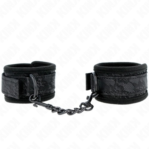 Kink Muñequeras Ajustables De Encaje Y Neopreno Negras Para Diversión BDSM