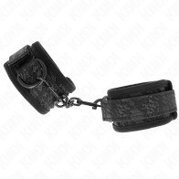 Kink Muñequeras Ajustables De Encaje Y Neopreno Negras Para Diversión BDSM
