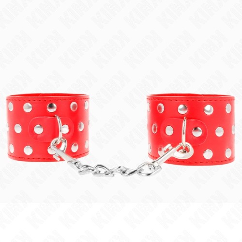 Kink - Muñequeras Tachuelas Ajustables Rojas - Equipamiento BDSM