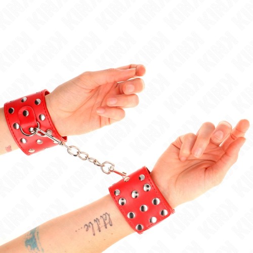 Kink Adjustable Studded Cuffs Red - BDSM Gear