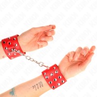 Kink Adjustable Studded Cuffs Red - BDSM Gear