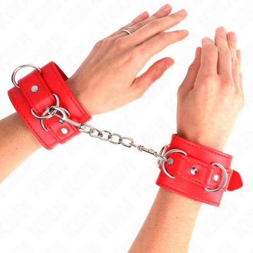 Kink Adjustable D-Ring Wrist Cuffs Red - Ultimate Control