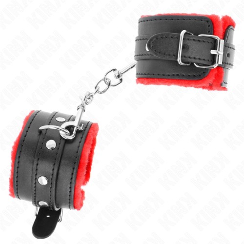 KINK Premium Padded Cuffs - Red with Adjustable Strap