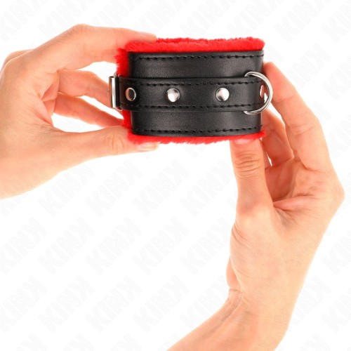 KINK Premium Padded Cuffs - Red with Adjustable Strap