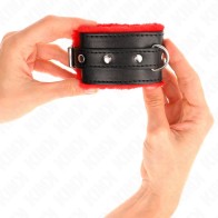 KINK Premium Padded Cuffs - Red with Adjustable Strap