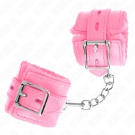 Kink Padded Wrist Cuffs with Square Holes Pink for BDSM Fun