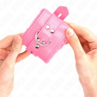 Kink Padded Wrist Cuffs with Square Holes Pink for BDSM Fun