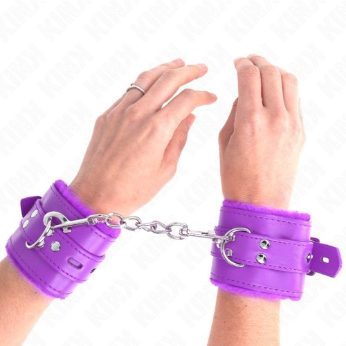Kink Padded Wrist Cuffs with Square Holes Purple