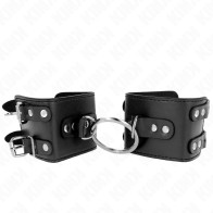 Muñequeras Fijas Kink Con Anilla Y Tachuelas Ajustables BDSM